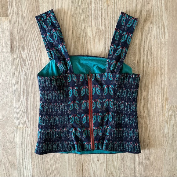 Maeve Parrot Printed Ruched Tank - Picture 3 of 5